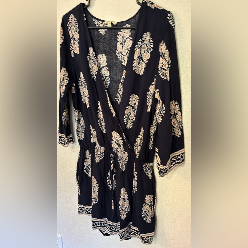 Damask Romper dark blue